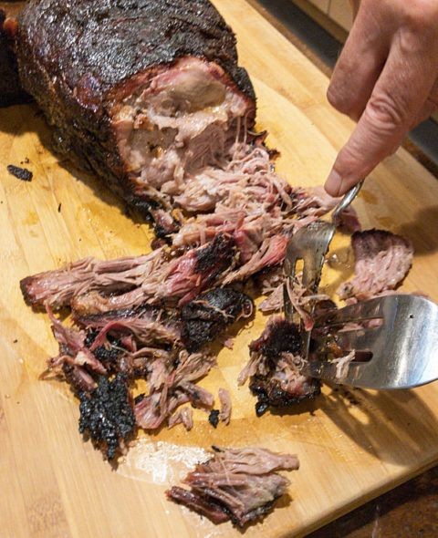 Pecan-Smoked Pork Shoulder with Barbecue Sauce