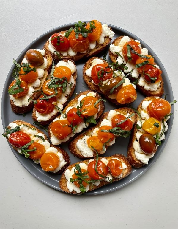 Pecorino Romano Whipped Ricotta Crostini