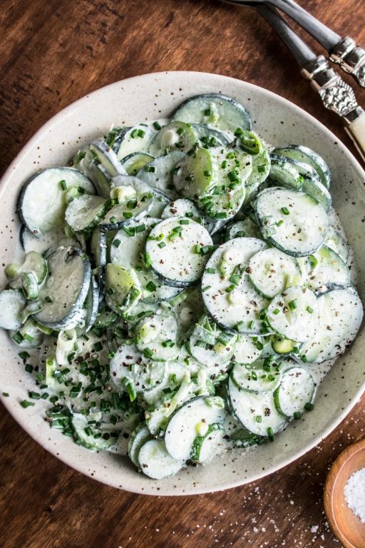 Peeled Cucumber Salad with Sour Cream