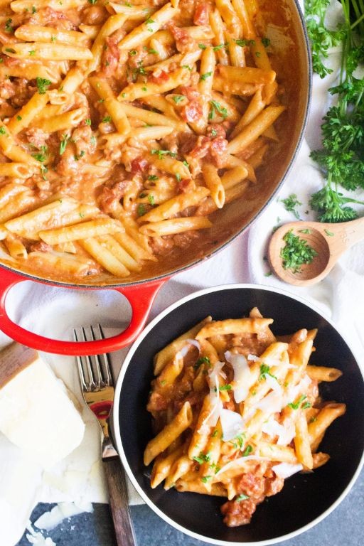 Penne alla Vodka with Pancetta and Parmesan