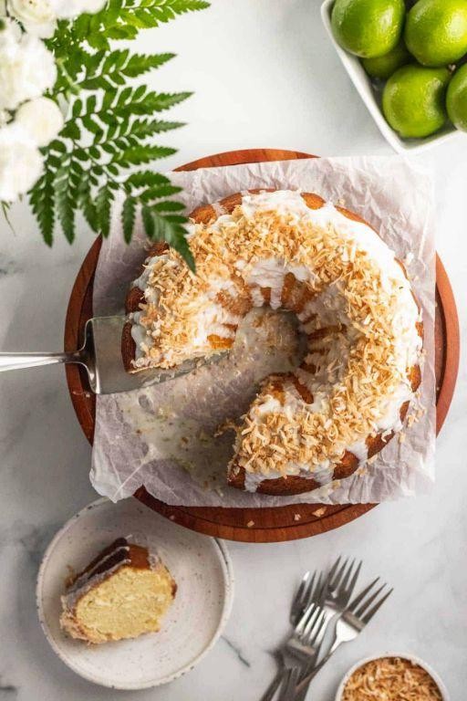 Persimmon Coconut Cake with Lime Drizzle