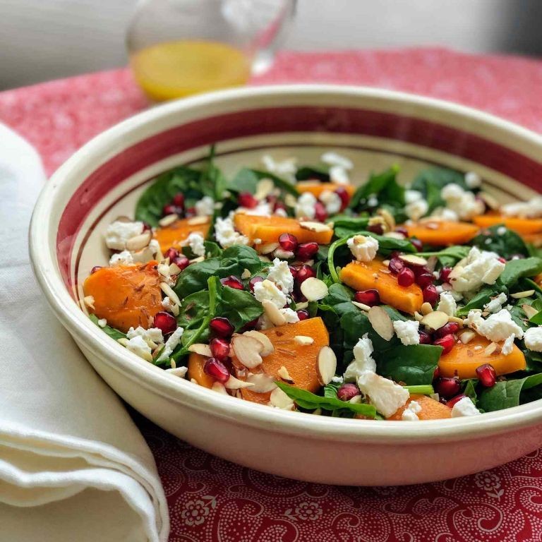 Persimmon, Pomegranate, and Spinach Salad