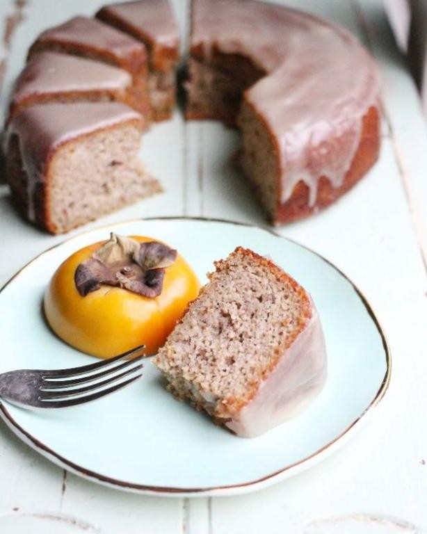 Persimmon Pound Cake with Vanilla Bean Glaze