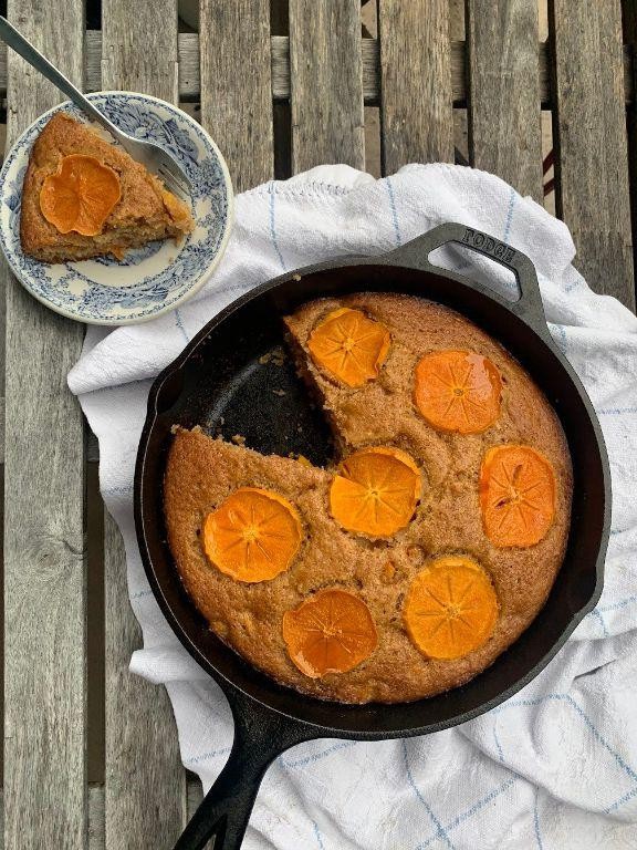 Persimmon Yogurt Cake with Lemon Glaze