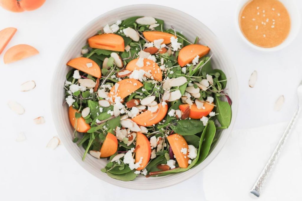 Persimmon and Carrot Salad with Ginger Dressing