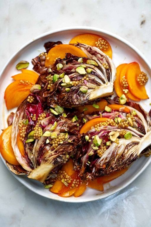 Persimmon and Radicchio Salad with Balsamic Glaze