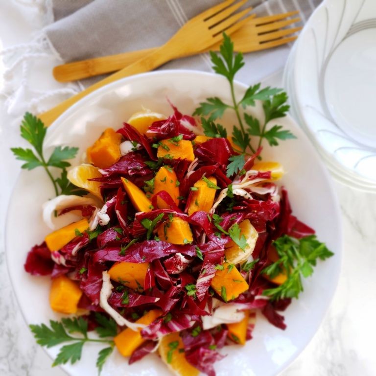 Persimmon and Roasted Sweet Potato Salad