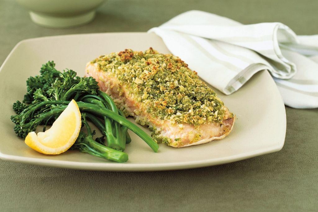 Pesto Crusted Baked Salmon