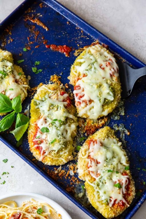Pesto Parmesan Crusted Chicken Breast