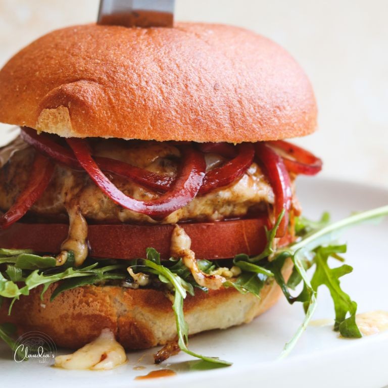 Pesto Parmesan Ground Chicken Burgers