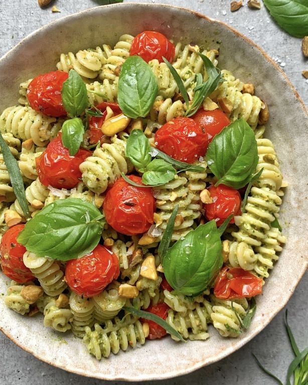 Pesto Pasta Salad with Cherry Tomatoes
