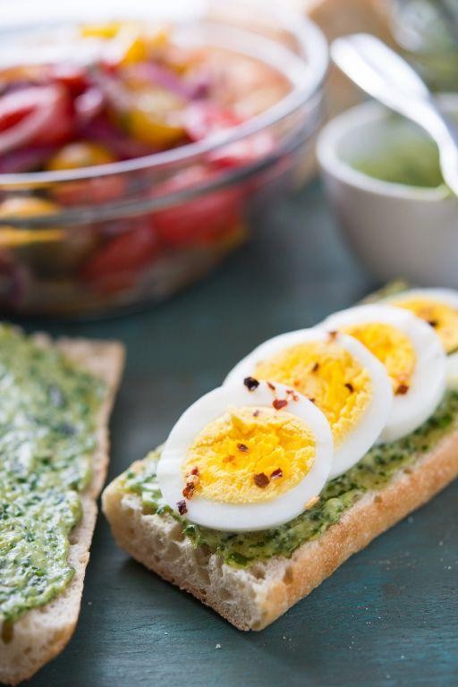Pesto and Hard-Boiled Egg Sandwich