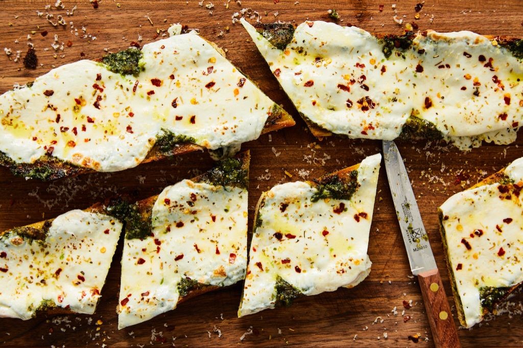 Pesto and Mozzarella French Bread Pizza