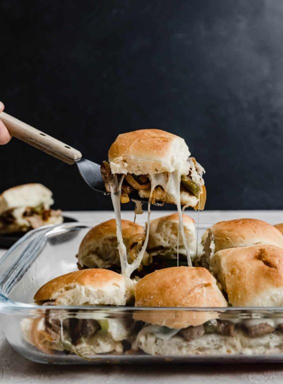 Philly Cheesesteak Sliders with Caramelized Onions