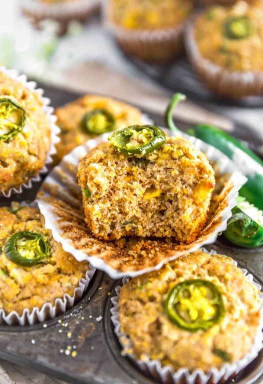 Pickle and Jalapeño Cornbread Muffins