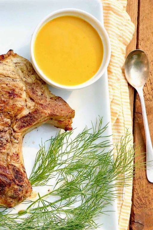 Pickle-Brined Pork Chops with Honey Mustard Glaze