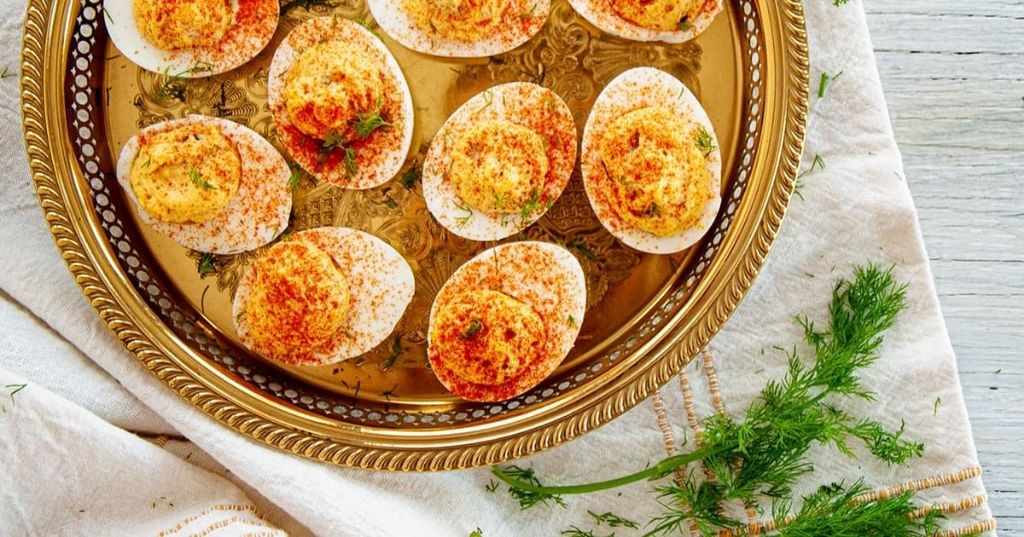 Pickle-Infused Deviled Eggs with Paprika
