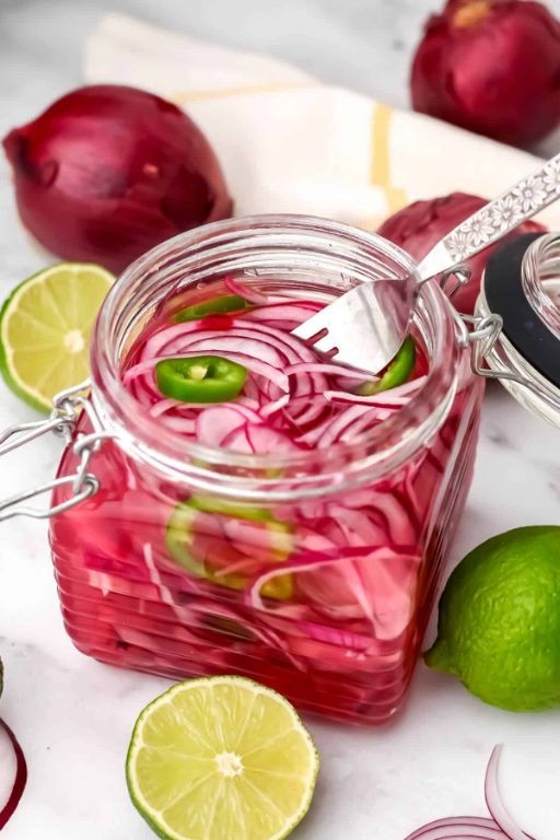 Pickled Red Onions with Lime and Cilantro