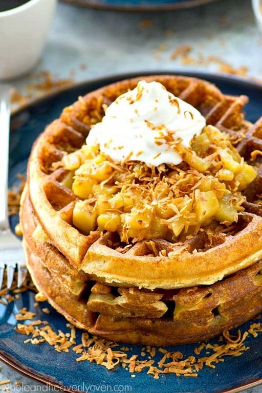 Pineapple and Coconut Stuffed Waffles
