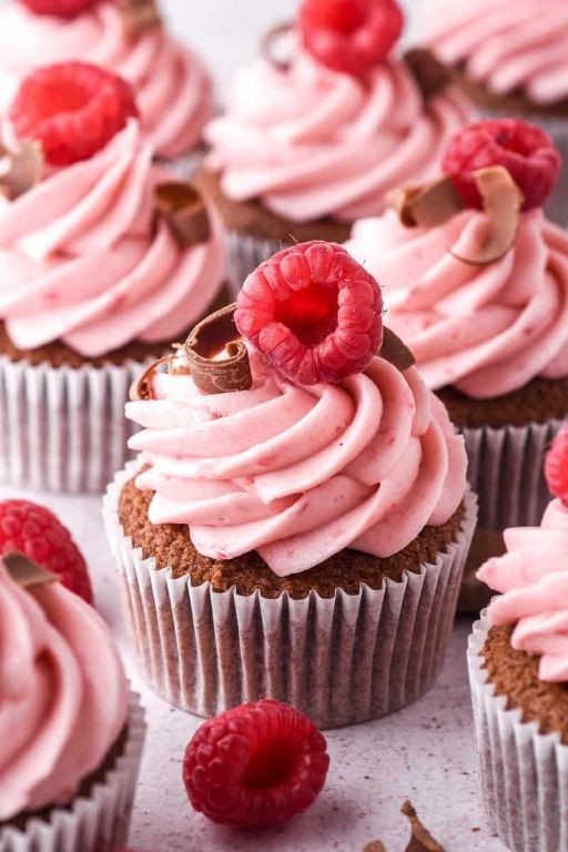 Pink Chocolate Raspberry Cupcakes