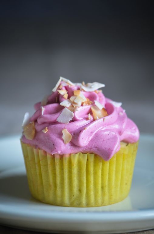 Pink Coconut Cupcakes with Lime Zest