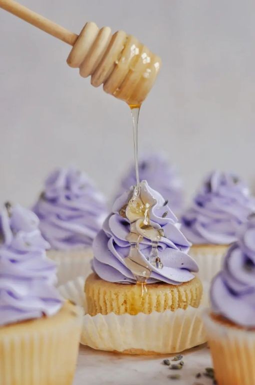 Pink Honey Lavender Cupcakes