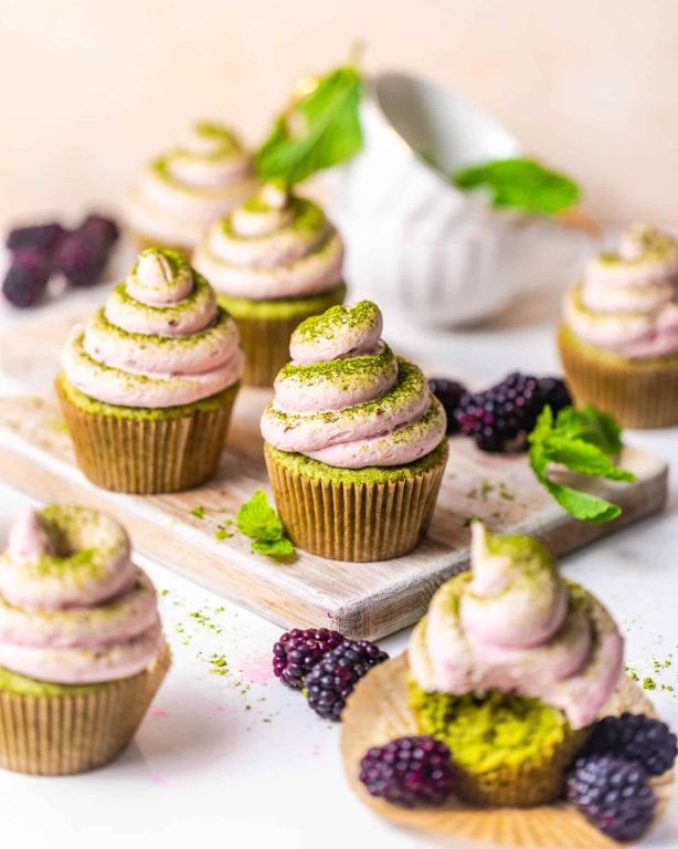 Pink Matcha Green Tea Cupcakes
