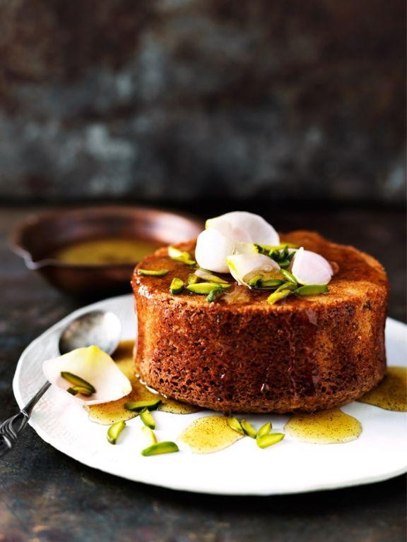 Pistachio Butter Cake with Rosewater Syrup