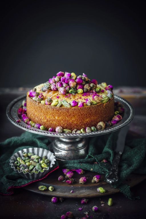 Pistachio Chantilly Cake with Rosewater Syrup