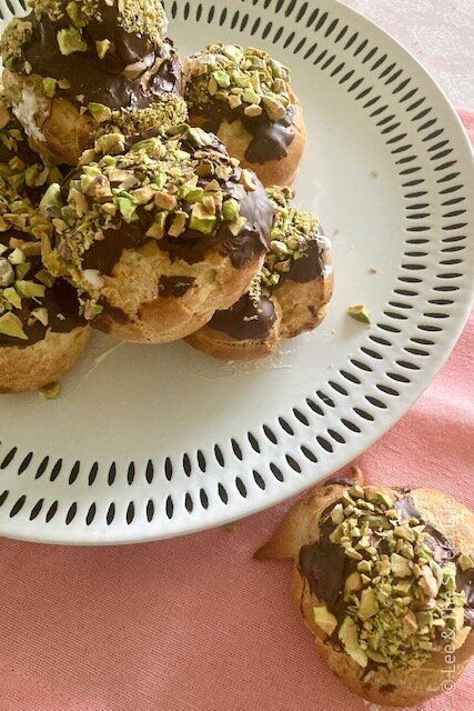 Pistachio Cream Profiteroles