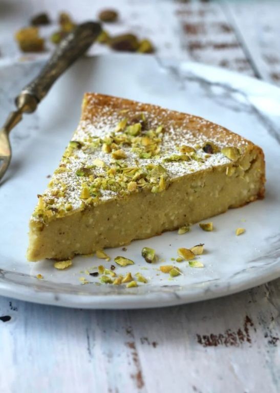 Pistachio Crusted Ricotta Cheesecake