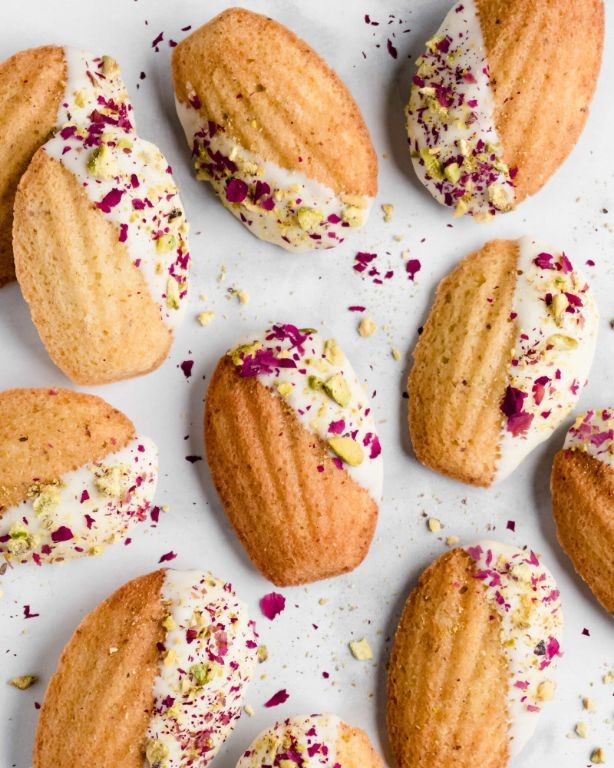 Pistachio Madeleines with Rosewater