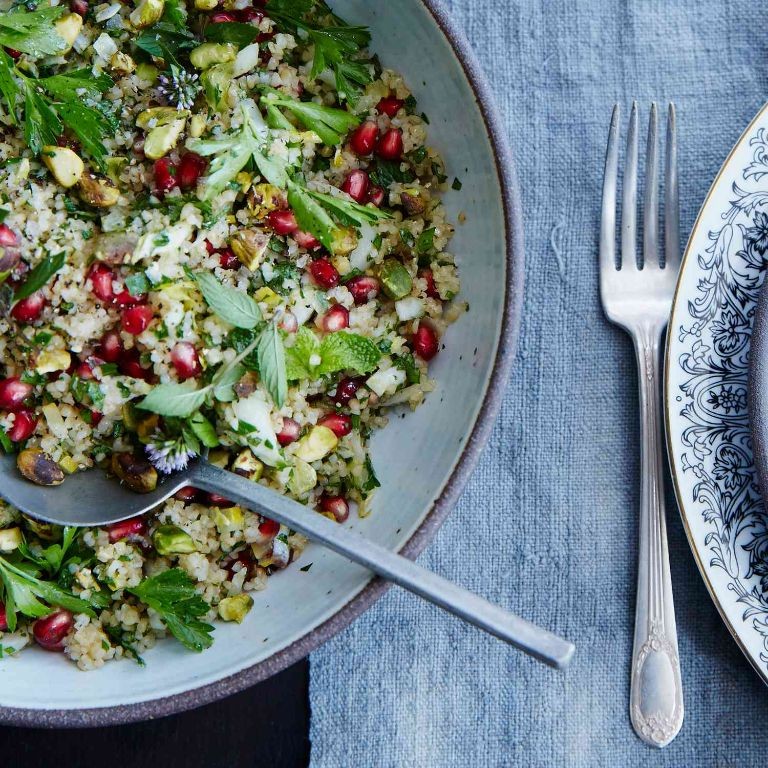 Pomegranate Bulgur Salad with Walnuts and Parsley