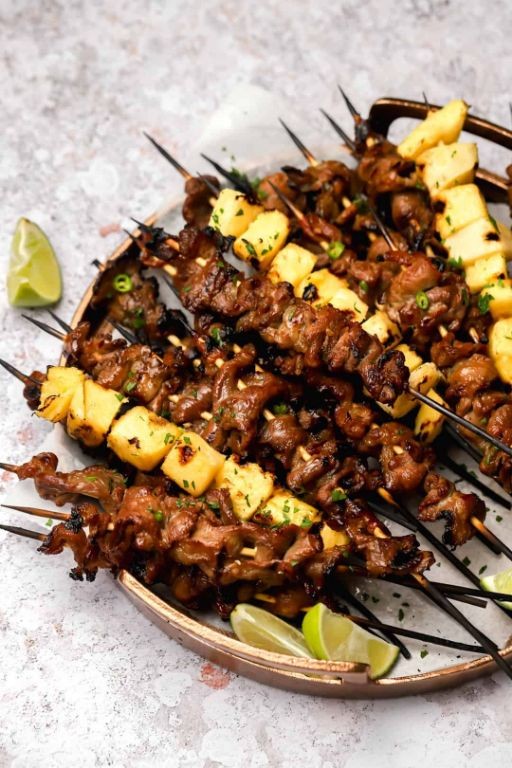 Pork Cushion Kebabs with Pineapple and Peppers