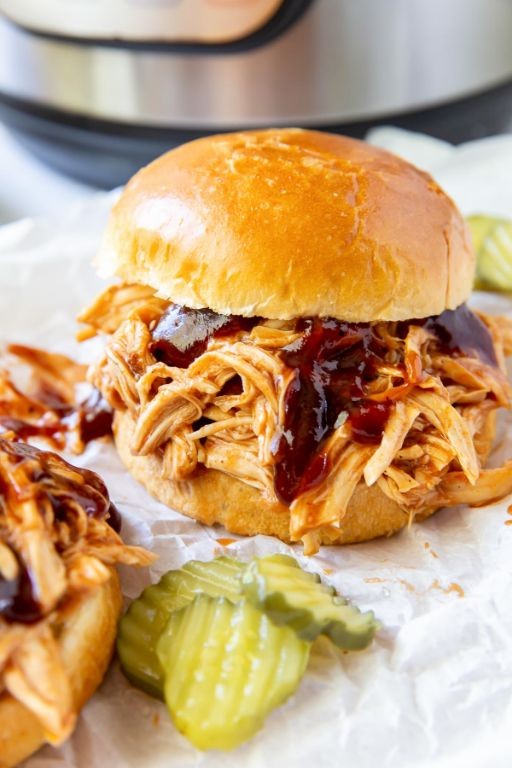 Pressure Cooker BBQ Pulled Chicken Sandwiches