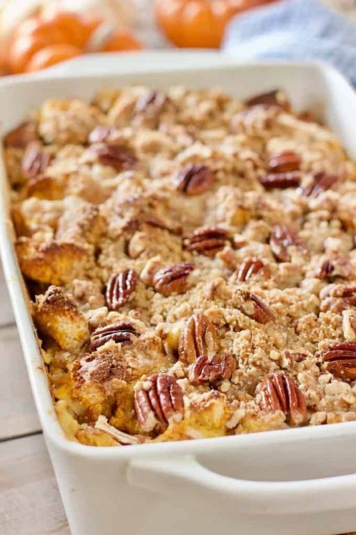 Pumpkin Cream Cheese French Toast Casserole