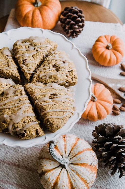 Pumpkin Cream Cheese Scones with Spiced Glaze