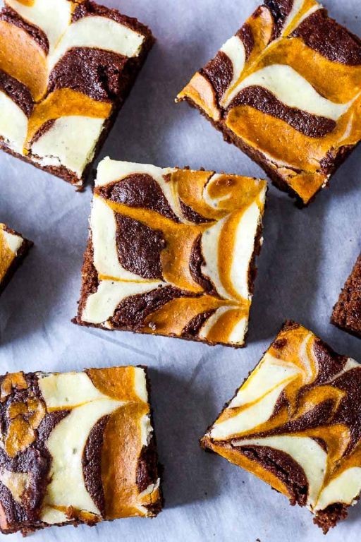 Pumpkin Cream Cheese Swirl Brownies