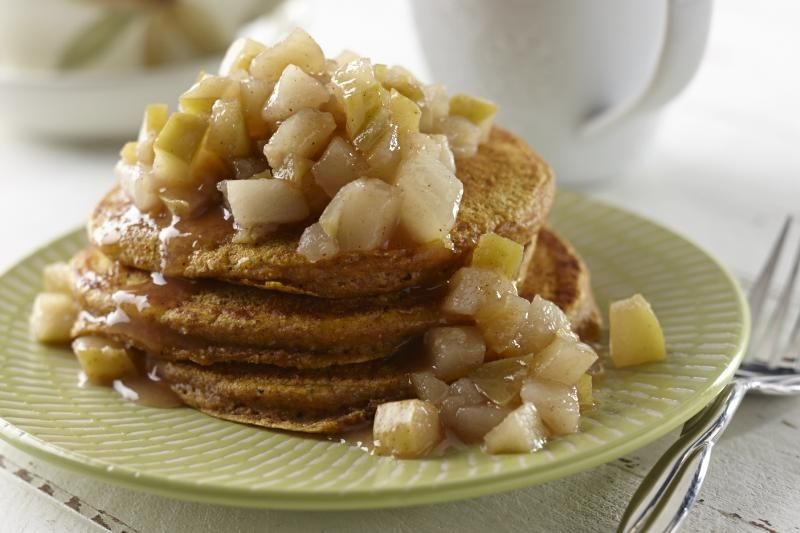 Pumpkin Pancakes with Apple Compote