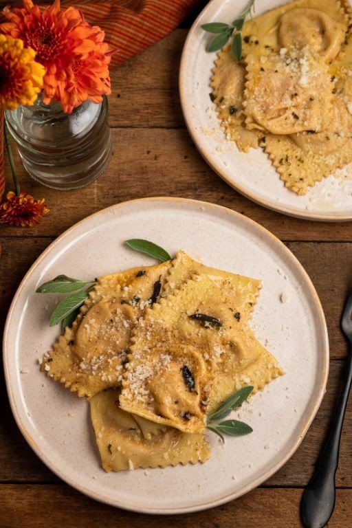 Pumpkin Sage Ravioli with Pecorino Romano