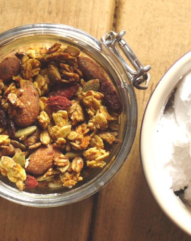 Pumpkin Spice Granola with Dried Apples