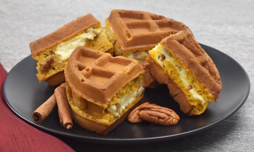 Pumpkin Spice Stuffed Waffles