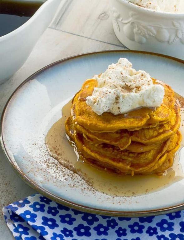 Pumpkin Spice Sweet Cream Pancakes