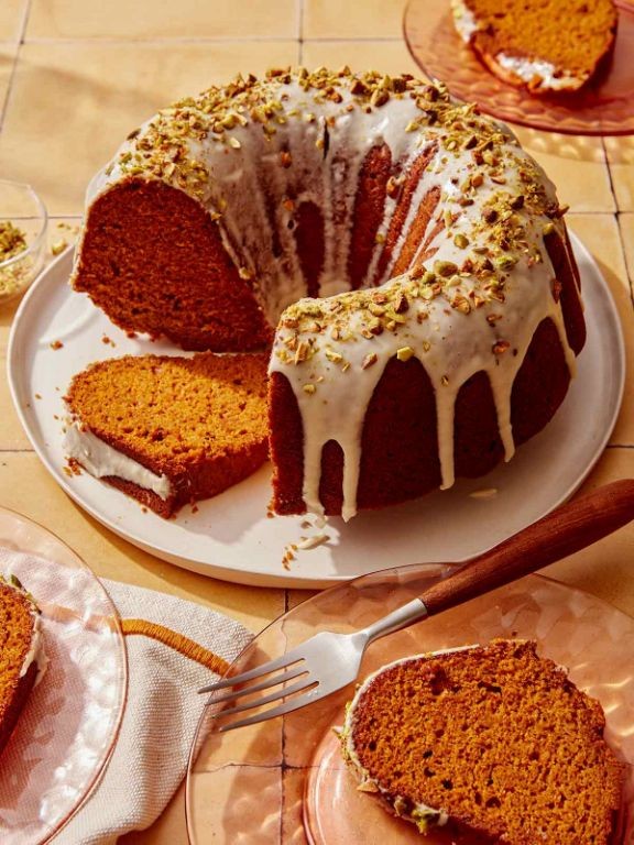 Pumpkin Spice Volcano Cake with Maple Glaze