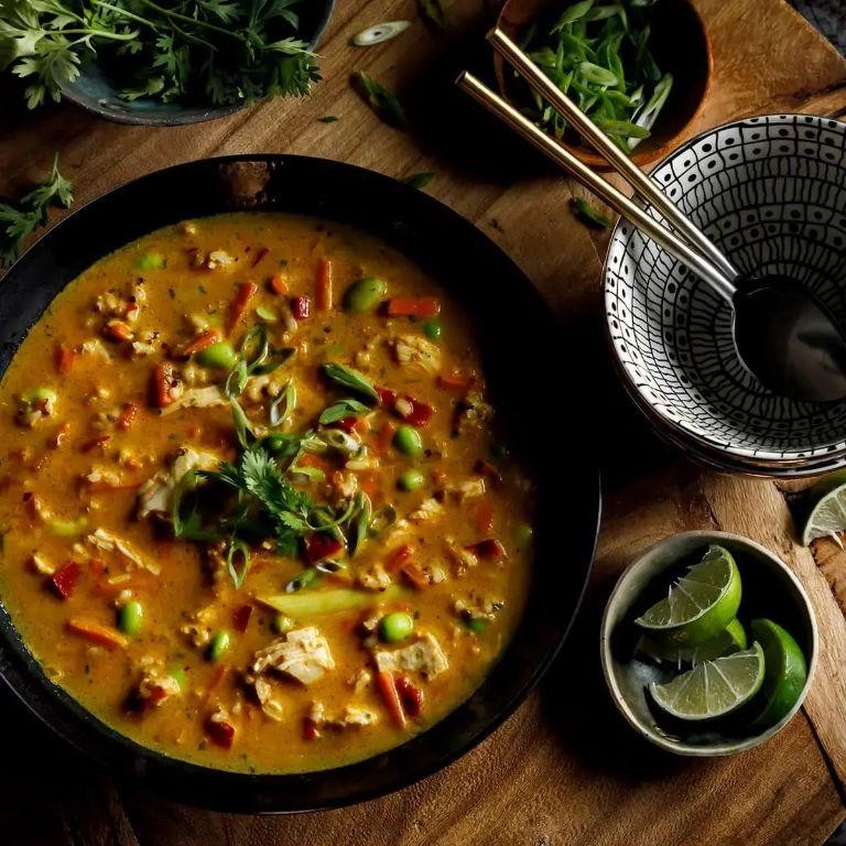 Purple Basil and Coconut Curry Soup