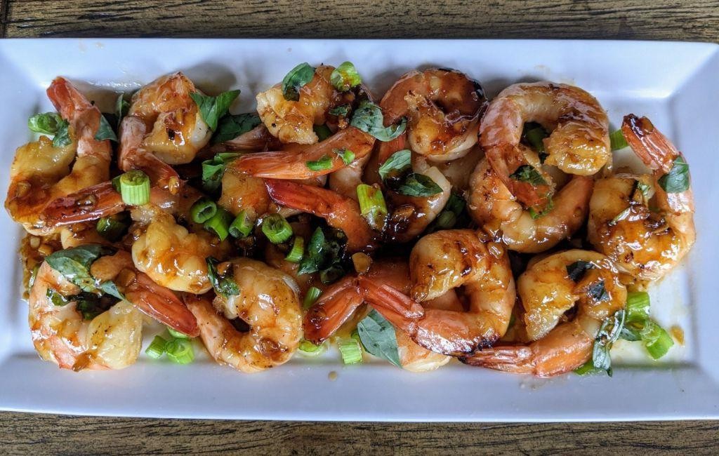 Purple Basil and Garlic Butter Shrimp