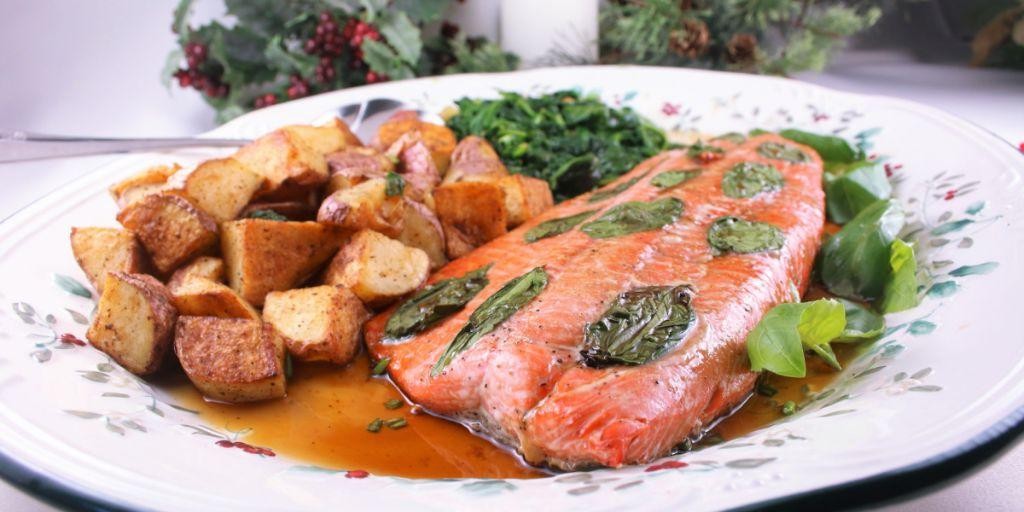 Purple Basil and Honey Glazed Salmon