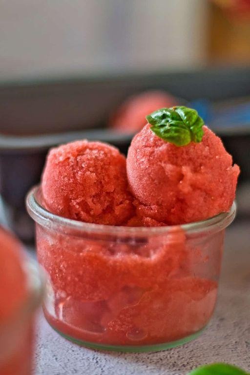 Purple Basil and Strawberry Sorbet