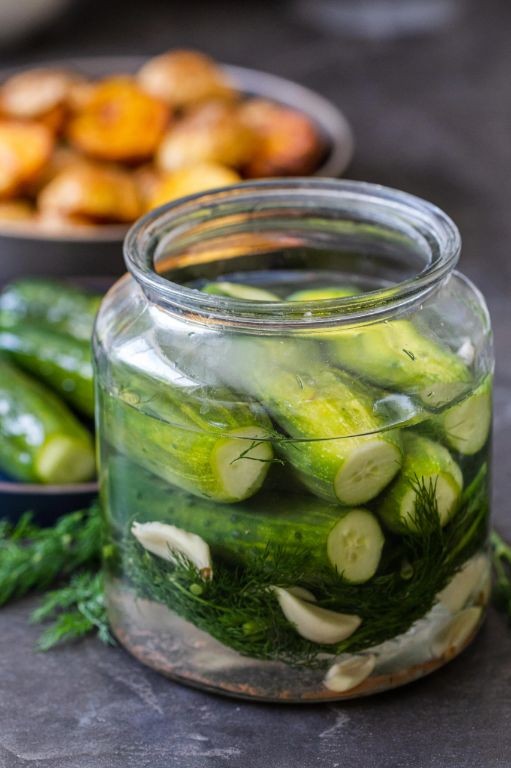 Quick-pickled farm cucumbers
