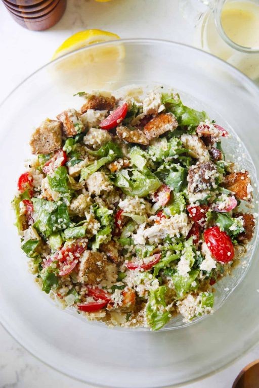 Quinoa Chicken Caesar Salad with Lemon Herb Dressing